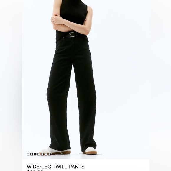 Black Twill Wide Leg HM pants - Picture 2 of 4